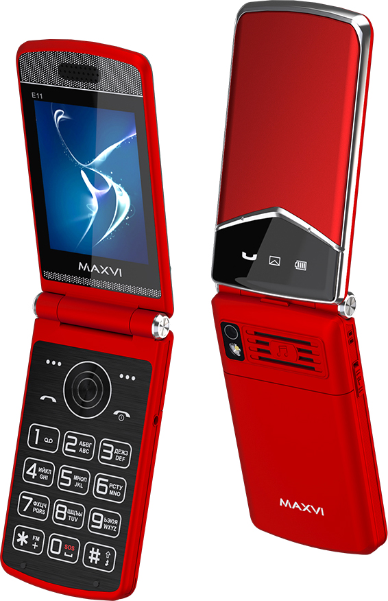 Мобильный телефон Maxvi E11 (красный/серебристый)