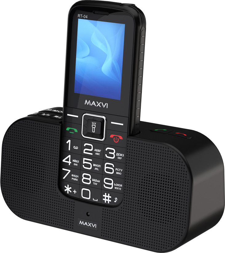 Мобильный телефон Maxvi RT-04 с док-станцией (черный)